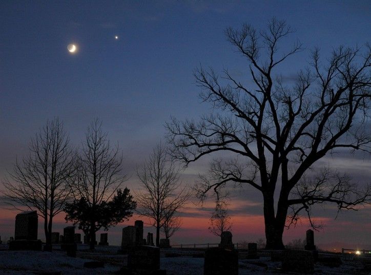 December Moon Meets Evening Star