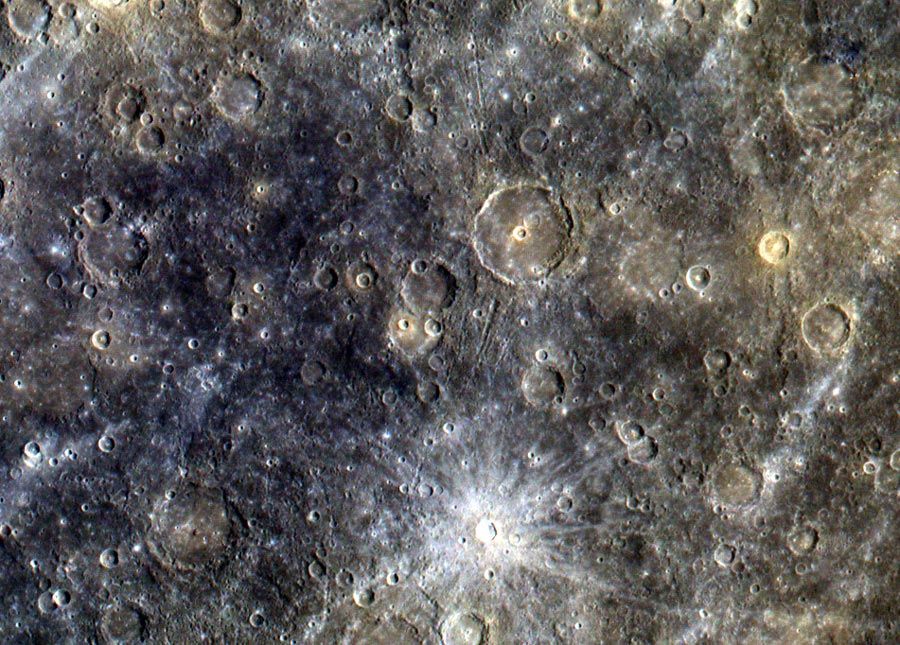 Mercury's Surface in Exaggerated Color