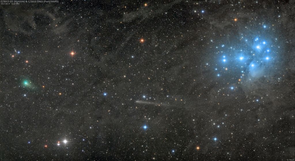 Deux cometes et un amas d'etoiles