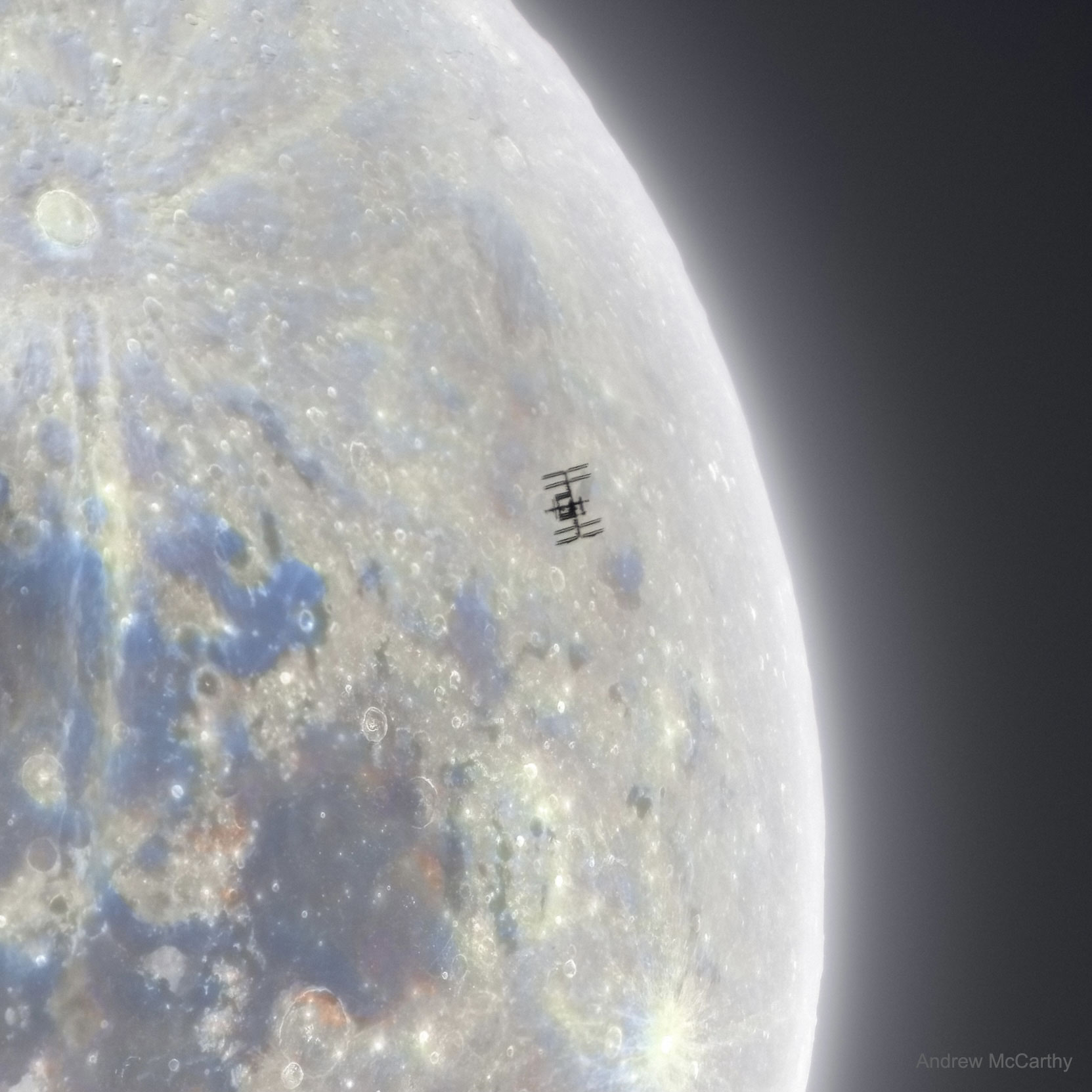 Space Station Silhouette on the Moon