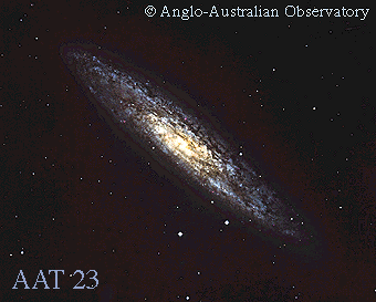 Spiral Galaxy NGC 253 Almost Sideways